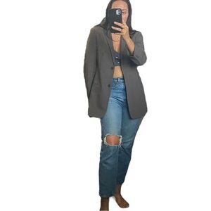 Vintage Calvin Klein Boyfriend Blazer Jacket Size 8 Grey